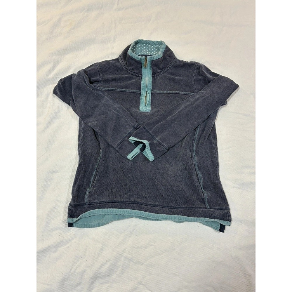 Fat Face The Airlie Quarter Zip Pullover Sweatshirt‎ Blue Contrast Trim US 8